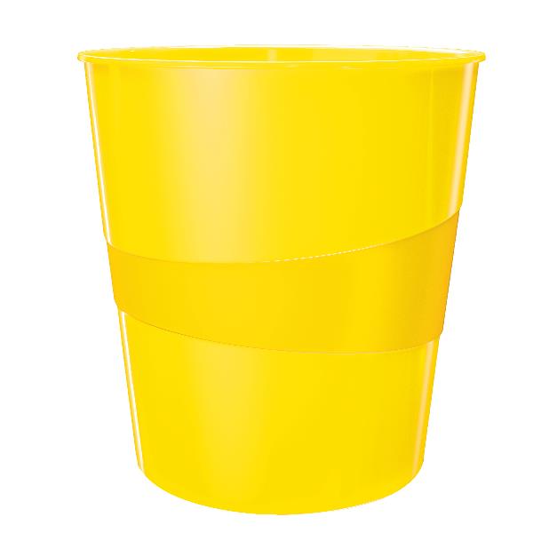 Cestino gettacarte WOW - altezza 32,4 cm - diametro 29 cm - 15 L - giallo - Leitz