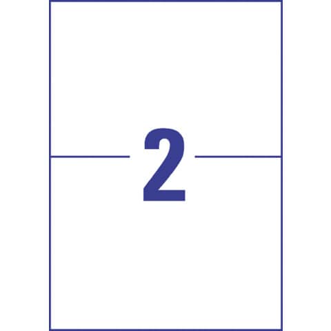 Etichette protezione e sicurezza - in PE - laser - permanenti - 210 x 148 mm - 2 et/fg - 10 fogli - bianco - Avery