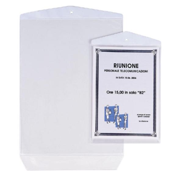 Buste Porta Avvisi Appendicartello - PVC - 15 x 21 cm - trasparente - Sei Rota - conf. 10 pezzi