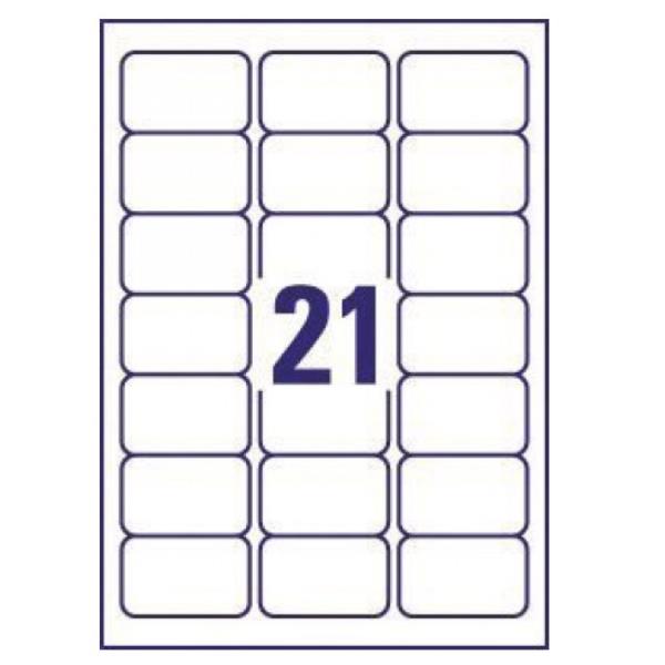 Etichette adesive - in carta riciclata - permanenti - 63,5 x 38,1 mm - 21 et/fg - 100 fogli - bianco - Avery
