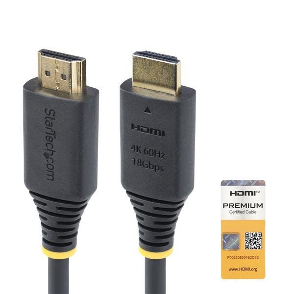 StarTech.com 1m (3.3ft) Premium Certified High Speed HDMI Cable, 4K60Hz - Alta velocità premium - cavo HDMI - HDMI maschio a HDMI maschio - 1 m - nero - supporta 4K 60 Hz, passivo