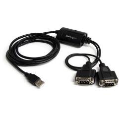StarTech.com Cavo adattatore da USB a seriale - 2 porte con interfaccia COM - FTDI - Convertitore USB a RS232 (ICUSB2322F) - Scheda seriale - USB - RS-232 x 2 - nero