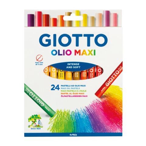 Pastelli a olio - lunghezza 70 mm - diametro11 mm - colori assortiti - Giotto - conf. 24 pezzi