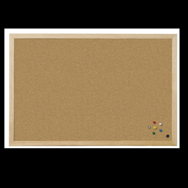 Bi-Office Budget Wood - Bacheca - montabile a parete - 600 x 450 mm - sughero - fronte e retro - naturale - cornice naturale