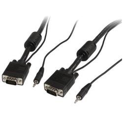 StarTech.com Cavo coassiale estensione video VGA monitor ad alta risoluzione 15 m con audio HD15 M/M - Cavo VGA - HD-15 (VGA), mini-phone stereo 3.5 mm (M) a HD-15 (VGA), mini-phone stereo 3.5 mm (M) - 15 m - stampato, viti a serraggio manuale - nero