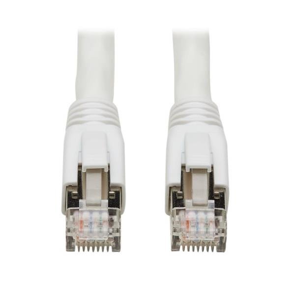 Tripp Lite Cat8 25G/40G-Certified Snagless S/FTP Ethernet Cable (RJ45 M/M), PoE, White, 3 ft. - Cavo patch - RJ-45 (M) a RJ-45 (M) - 91.4 cm - S/FTP - CAT 8 - antiaggrovigliamento, compatto - bianco