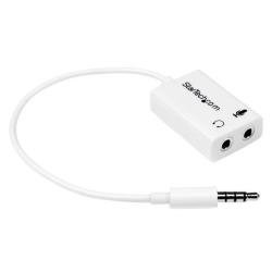 StarTech.com Adattatore auricolare / cuffie da 4 posizioni da 3,5 mm a 2 da 3 posizioni da 3,5 mm M/F - bianco - Ripartitore cuffia - mini-phone stereo 3.5 mm femmina a mini-jack a 4 poli maschio - 15.25 cm - bianco - per P/N: MUHSMF2M