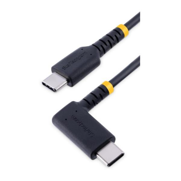 Startech Cavo di Ricarica USB-C a 90 da 15cm - Cavetto di Ricarica Veloce USB Tipo-C per uso intensivo - Cavo Dati USB 2.0 Type-C a C in Resistente Fibra Aramidica - PD 60W 3A - Cavetto US