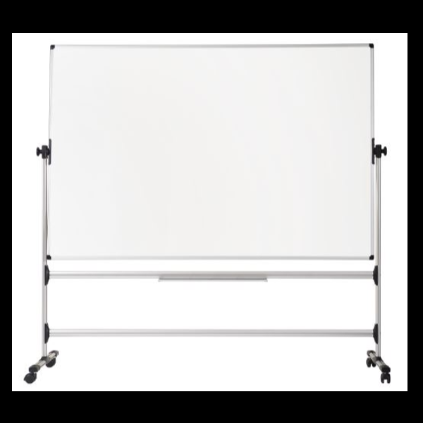 Bi-Office Earth-it - Lavagna bianca - a pavimento - 1500 x 1200 mm - acciaio ceramica - fronte e retro - reversibile - mobile - bianco