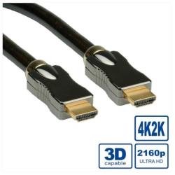 roline - Cavo HDMI con Ethernet - HDMI maschio a HDMI maschio - 1 m - a doppia schermatura - nero, oro - supporto 4K