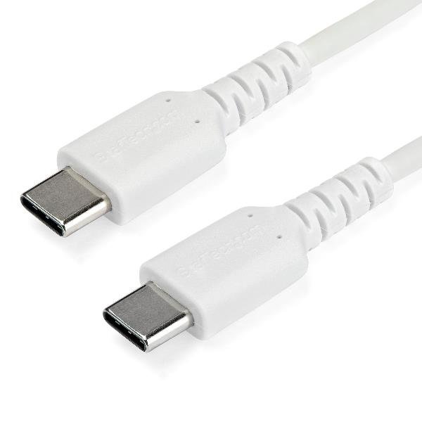 StarTech.com Cavo di ricarica USB-C di 1 m - Fibra aramidica e Protezione EMI - Guaina TPE - Bianco (RUSB2CC1MB) - Cavo USB - USB-C (M) dritto a USB-C (M) dritto - Thunderbolt 3 / USB 2.0 - 1 m - bianco