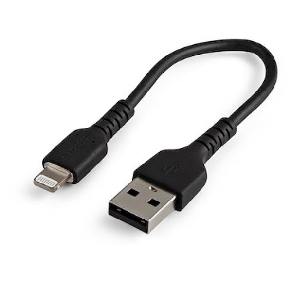 StarTech.com Cavo da USB-A a Lightning da 15cm nero - Cavo in fibra aramidica da USB tipo A - Certificato Apple Mfi (RUSBLTMM15CMB) - Cavo Lightning - USB maschio a Lightning maschio - 15 cm - nero - per Apple iPad/iPhone/iPod (Lightning)