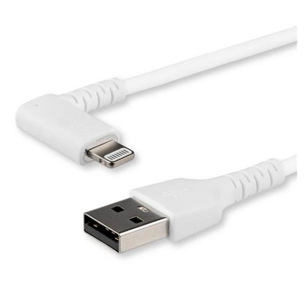 StarTech.com Cavo USB angolare a Lightning - Conforme Apple Mfi da 1m - Bianco - Cavo Robusto USB-A a Lightning (RUSBLTMM1MBR) - Cavo Lightning - Lightning maschio angolato a USB maschio - 1 m - a doppia schermatura - bianco