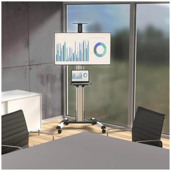 StarTech.com Carrello TV per Schermo da 32" a 70" - Regolazione Altezza One-Touch - Carrello Mobile per TV - VESA - Carrello - per pannello piatto - plastica, Alluminio, acciaio - nero, argento - dimensione schermo: 32"-70" - per P/N: HDMIPLATE