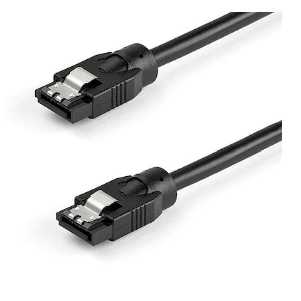 StarTech.com Cavo SATA tondo da 30 cm con connettori latch - 6Gbs - Cavo di alimentazione per disco rigido SATA - Nero (SATRD30CM) - Cavo SATA - Serial ATA 150/300/600 - SATA (R) serrato a SATA (R) serrato - 30 cm - di forma rotonda - nero