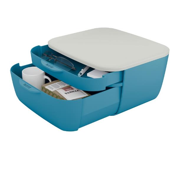 Cassettiera Cosy - 2 scomparti - blu - Leitz