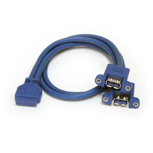 StarTech.com Cavo pannello USB 3.0 2 porte - Cavo USB A a collettore scheda madre F/F - Cavo USB da interno a esterno - USB Tipo A (F) a IDC a 20 pin (F) - 50 cm - blu