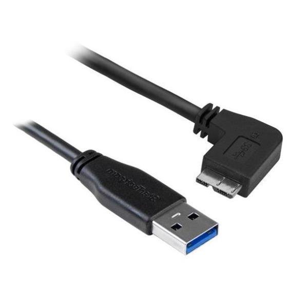 StarTech.com Cavo USB 3.0 Tipo A a Micro B slim - Connettore USB3.0 A a Micro B slim ad angolo sinistro Gen 1 (5 Gbps) - 50cm - Cavo USB - Micro USB tipo B (M) a USB Tipo A (M) - USB 3.0 - 50 cm - connettore angolato a sinistra, stampato - nero