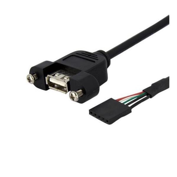 StarTech.com Cavo USB a pannello 91 cm - Cavo USB A a collettore scheda madre F/F - Cavo USB da interno a esterno - header USB 2.0 a 5 pin (F) a USB (F) - 90 cm - nero