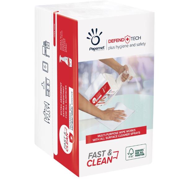 Panni Defend Tech - 2 veli - 21,6 x 33,25 cm - FastClean - Papernet - pacco 100 pezzi