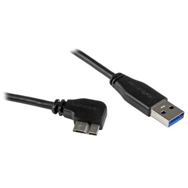 StarTech.com Cavo USB 3.0 Tipo A a Micro B slim - Connettore USB3.0 A a Micro B slim ad angolo destro Gen 1 (5 Gbps) - 50cm - Cavo USB - Micro USB tipo B (M) a USB Tipo A (M) - USB 3.0 - 50 cm - stampato, connettore angolato destro - nero