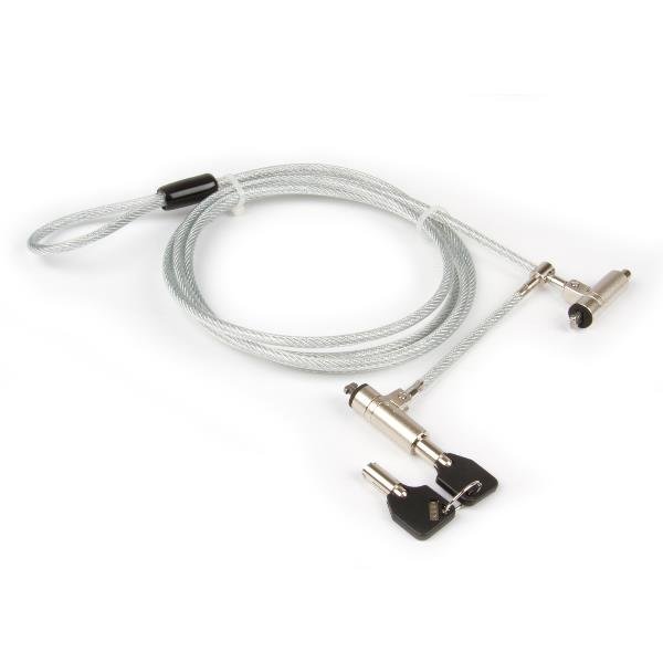 HAMLET CAVO DI SICUREZZA DI A Y IN ACCIAIO PER NOTEBOOK E PC CON DOPPIO LUCCHETTO A CHIAVE 1.8 MT COLORE ACCIAIO