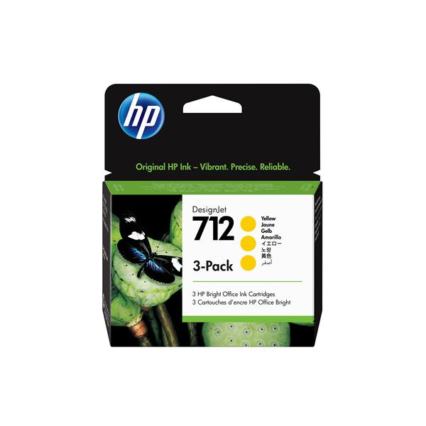 Hp - Conf. 3 Cartucce ink originale- 712 - Giallo - 3ED79A - 29 ml cad