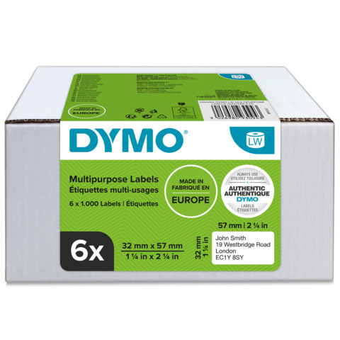 Rotolo 1000 etichette LW 2093094 - 32 x 57 mm - carta - multiuso - bianco - Dymo - value pack 6 pezzi