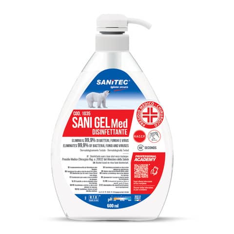 Igienizzante mani Sani Gel Med - dispenser 600 ml - non profumato - Sanitec