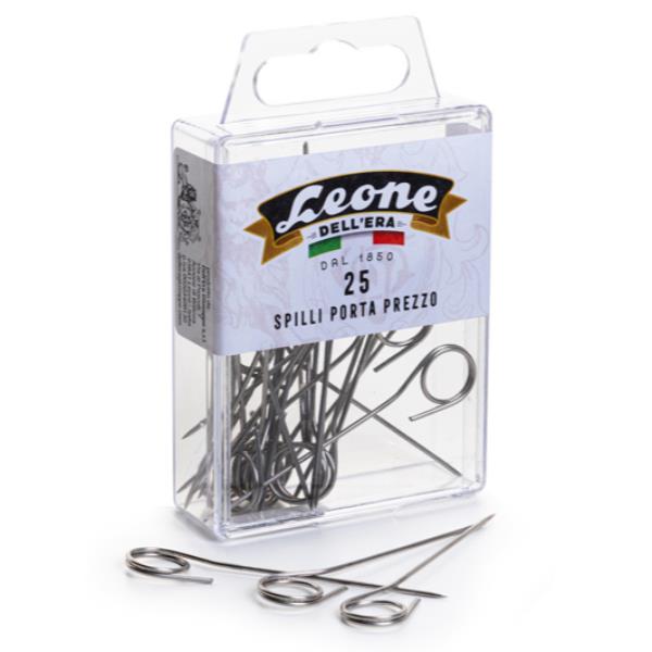 Spilli portaprezzi - inox - Leone - conf. 25 pezzi