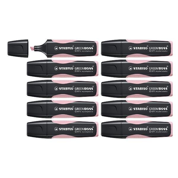 STABILO GREEN BOSS Pastel - Evidenziatore - rosa blush - inchiostro base acqua - 2-5 mm (pacchetto di 10)