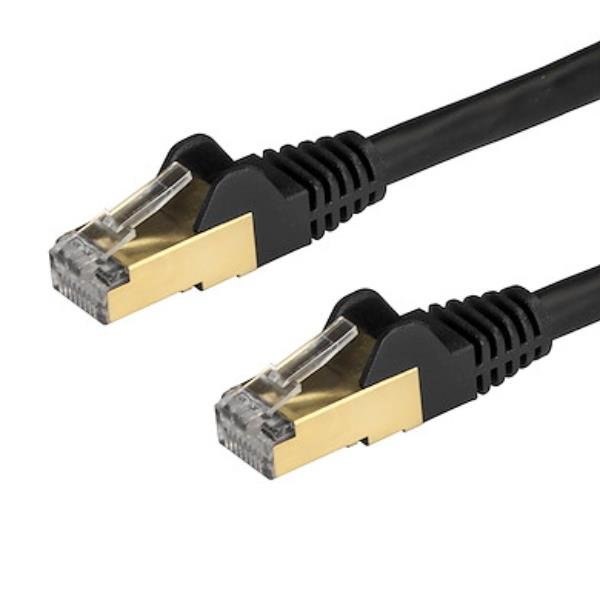 StarTech.com Cavo di rete Ethernet RJ45 CAT6a schermato da 1.5 m - Cavo Network in rame - Nero (6ASPAT150CMBK) - Cavo patch - RJ-45 (M) a RJ-45 (M) - 1.5 m - STP - CAT 6a - stampato, antiaggrovigliamento - nero