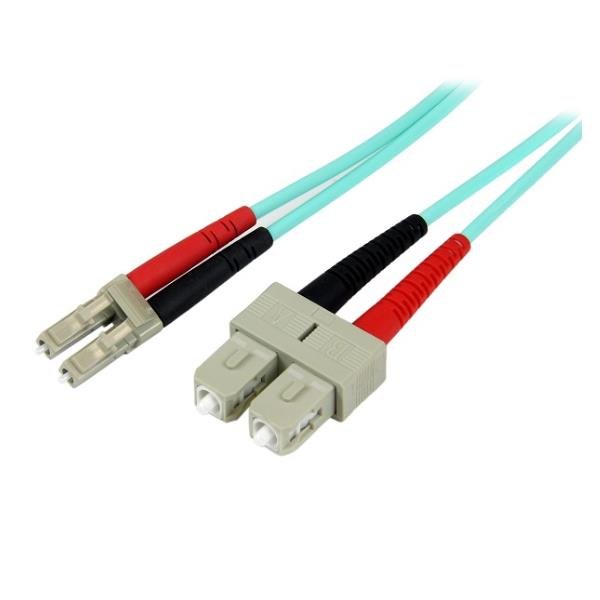 StarTech.com 1m Fiber Optic Cable - 10 Gb Aqua - Multimode Duplex 50/125 - LSZH - LC/SC - OM3 - LC to SC Fiber Patch Cable - Cavo patch - LC multi-mode (M) a SC multi-mode (M) - 1 m - fibra ottica - duplex - 50 / 125 micron - aqua