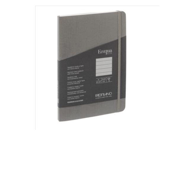 Taccuino Ecoqua Plus - con elastico - rilegatura cucita - A5 - 5 mm - 80 fogli - righe - artracite - Fabriano