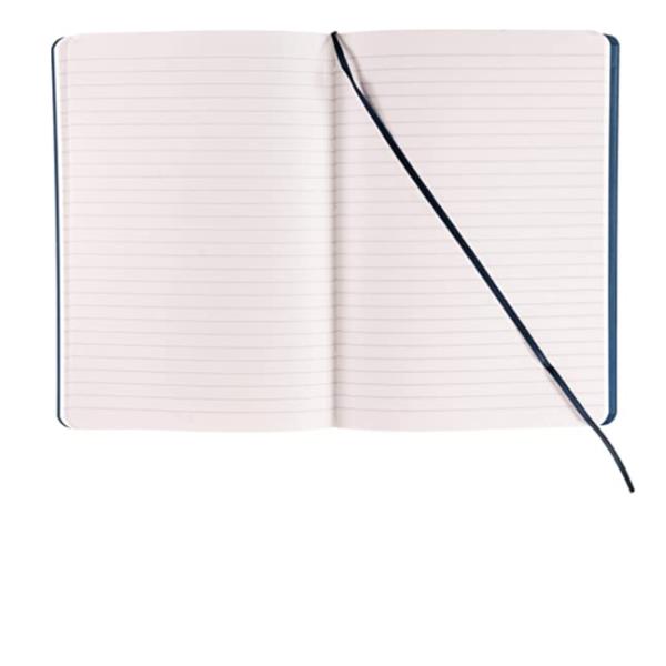 Taccuino Ecoqua Plus - con elastico - rilegatura cucita - A5 - 5 mm - 80 fogli - righe - blu scuro - Fabriano