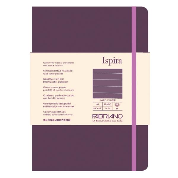 Taccuino Ispira - con elastico - copertina rigida - A5 - 96 fogli - righe - viola - Fabriano