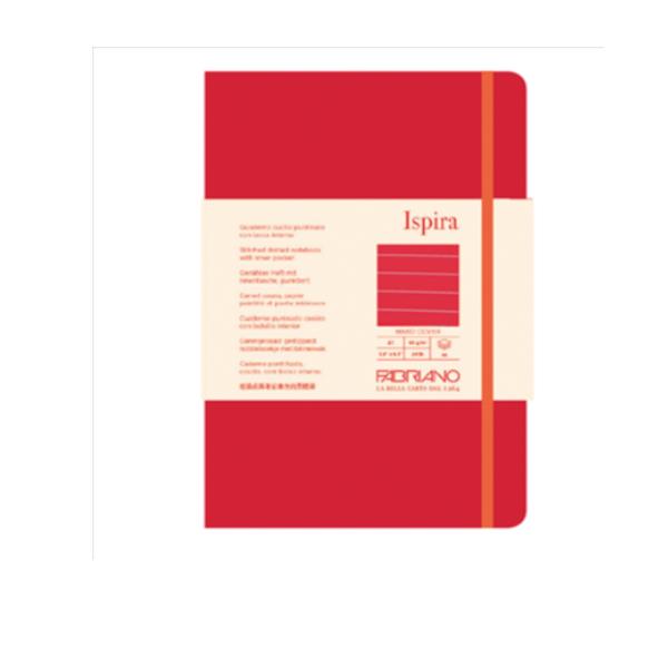 Taccuino Ispira - con elastico - copertina rigida - A5 - 96 fogli - righe - rosso - Fabriano