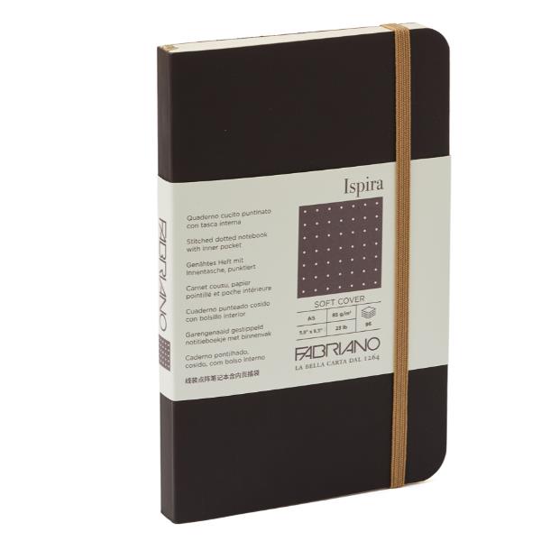 Taccuino Ispira - con elastico - copertina flessibile - A5 - 96 fogli - righe - marrone - Fabriano