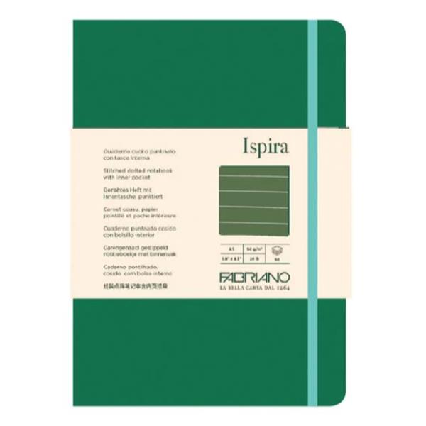 Taccuino Ispira - con elastico - copertina flessibile - A5 - 96 fogli - righe - verde - Fabriano