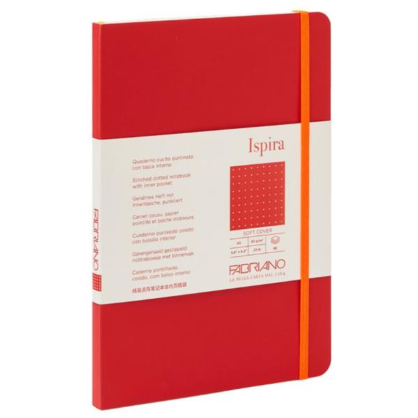 Taccuino Ispira - con elastico - copertina flessibile - A5 - 96 fogli - righe - rosso - Fabriano