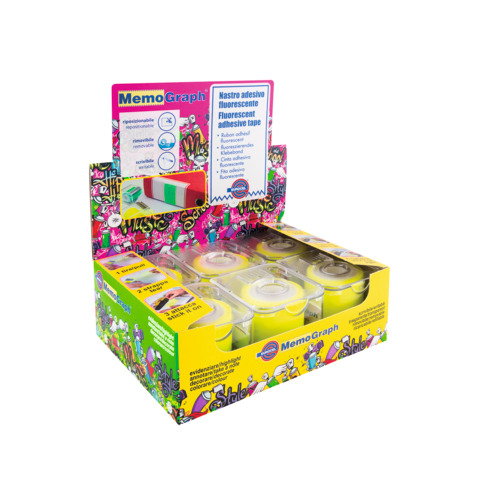 Nastro adesivo con dispenser Memograph - 50 mm x 10 m - PVC - giallo - Eurocel
