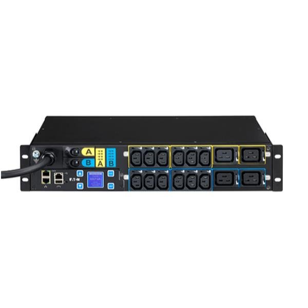 Eaton ePDU G3 Managed - Unità distribuzione alimentazione (montabile in rack) - 230 V c.a. V - 1 fase - Ethernet 10/100, RS-232 - ingresso: IEC 60309 32A - connettori di uscita 16 (4 x IEC 60320 C19, 12 x IEC 60320 C13) - 2U - 3 m cavo