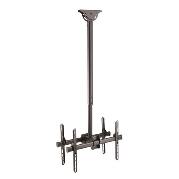 StarTech.com Supporto TV da Soffitto a Doppio Display Back-to-Back - Palo da 106cm a 152cm per Schermo da 32" a 75" - Staffa - per pannello piatto - acciaio per lavori gravosi - nero - dimensione schermo: 32"-75" - installabile a soffitto