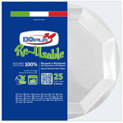 Piatto piano riutilizzabile - ottagonale - diametro 22 …