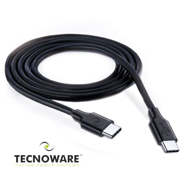 TECNOWARE CAVO DATI E RICARICA USB TYPE-C TO USB-C 180 CM COMPATIBILE CON NOTEBOOK ULTRABOOK MACBOOK PRO TABLET BLACK