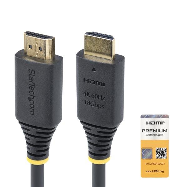 StarTech.com 1.6ft (50cm) Premium Certified High Speed HDMI Cable, 4K60Hz - Alta velocità premium - cavo HDMI - HDMI maschio a HDMI maschio - 50 cm - nero - supporta 4K 60 Hz, passivo