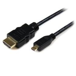 StarTech.com Cavo HDMI ad alta velocità con Ethernet da 2m - HDMI a Micro HDMI - M/M (HDADMM2M) - Cavo HDMI con Ethernet - HDMI maschio a 19 pin micro HDMI Type D maschio - 2 m - nero