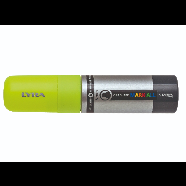 Lyra Graduate Mark All, Giallo, Punta smussata, Giallo, Argento, Plastica, Vivido, 8 mm