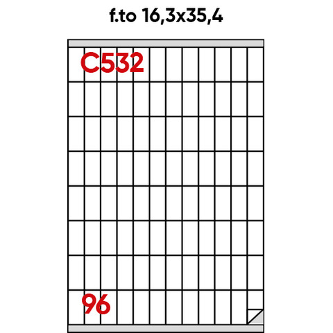 Etichette adesive C/532 - in carta - permanenti - 16,3 x 35,4 mm - 96 et/fg - 100 fogli - bianco - Markin