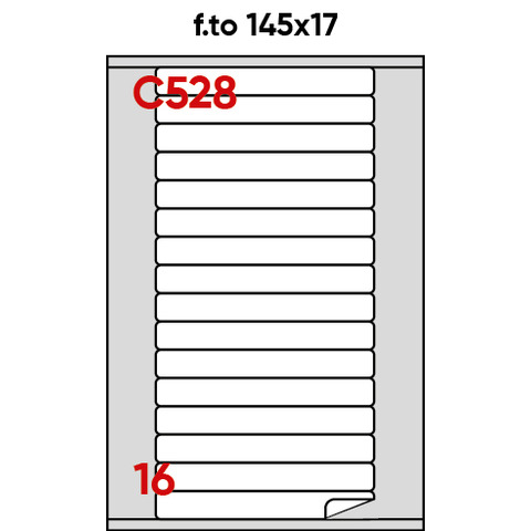 Etichette adesive C/528 - in carta - permanenti - 145 x 17 mm - 16 et/fg - 100 fogli - bianco - angoli tondi - Markin